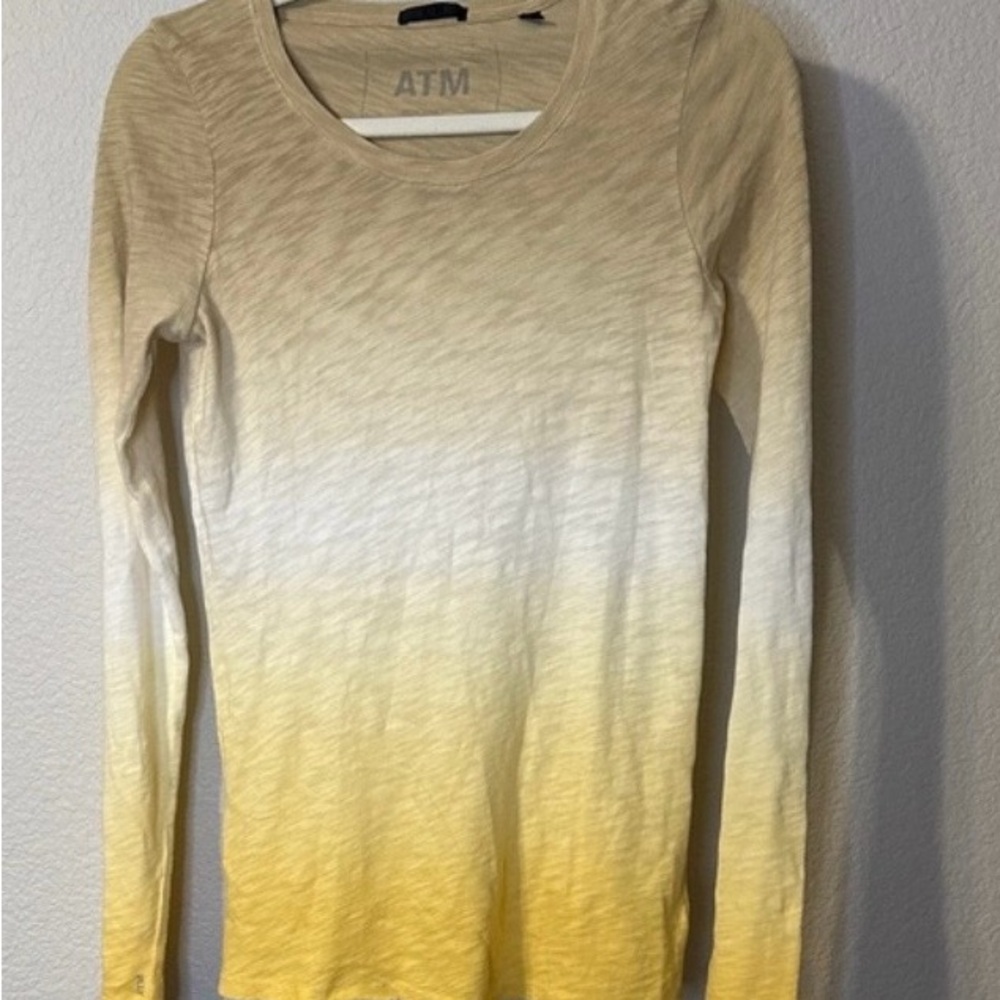 ATM Anthony Thomas Melillo Women's Gradient Yellow Long Sleeve Tee
